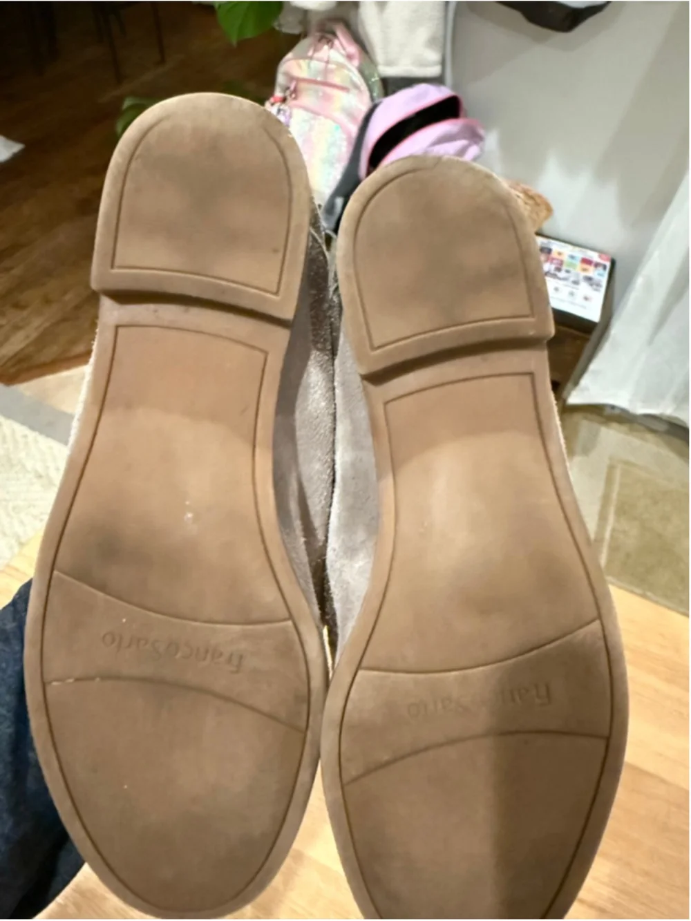 Women's Franco Sarto Taupe Suede Tassel Loafers Size 8.5